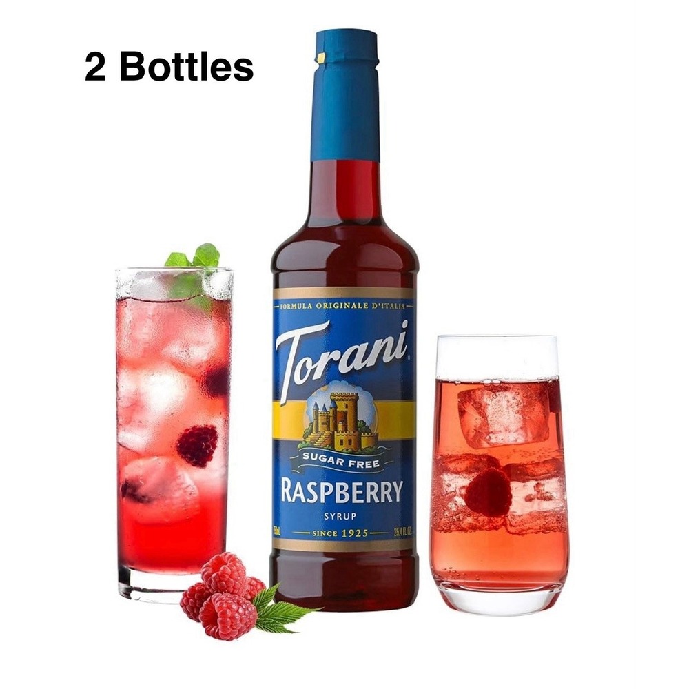 Torani Sugar Free Raspberry Syrup 25.4 oz 750ml 2 Bottles 0 Cal EXP 09/27